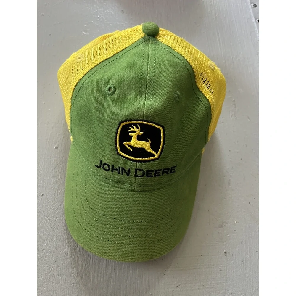 Vintage John Deere Hat Snapback Green Yellow‎  Kids Trucker Snap Back Tractor